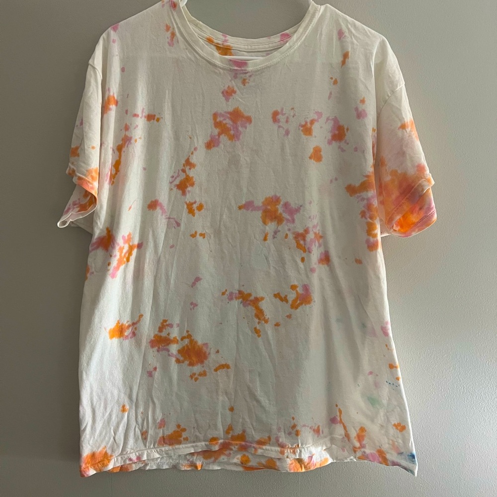 Oversized orange and pink tie dye t-shirt